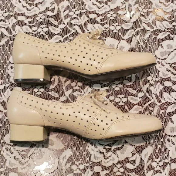 Vintage Cottagecore Coquette Cream Beige Shoes - Picture 4 of 7